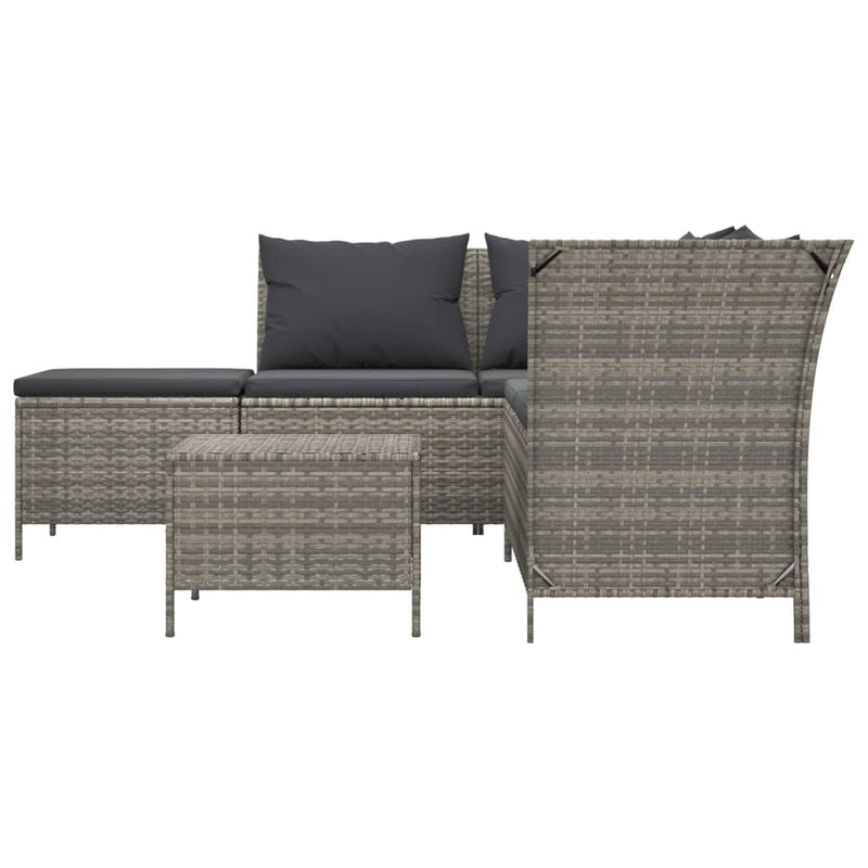 4 Piece Garden Lounge Set with Cushions Grey Poly Rattan Payday Deals