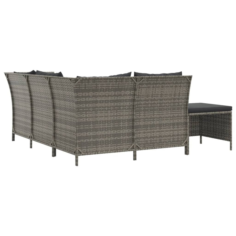 4 Piece Garden Lounge Set with Cushions Grey Poly Rattan Payday Deals