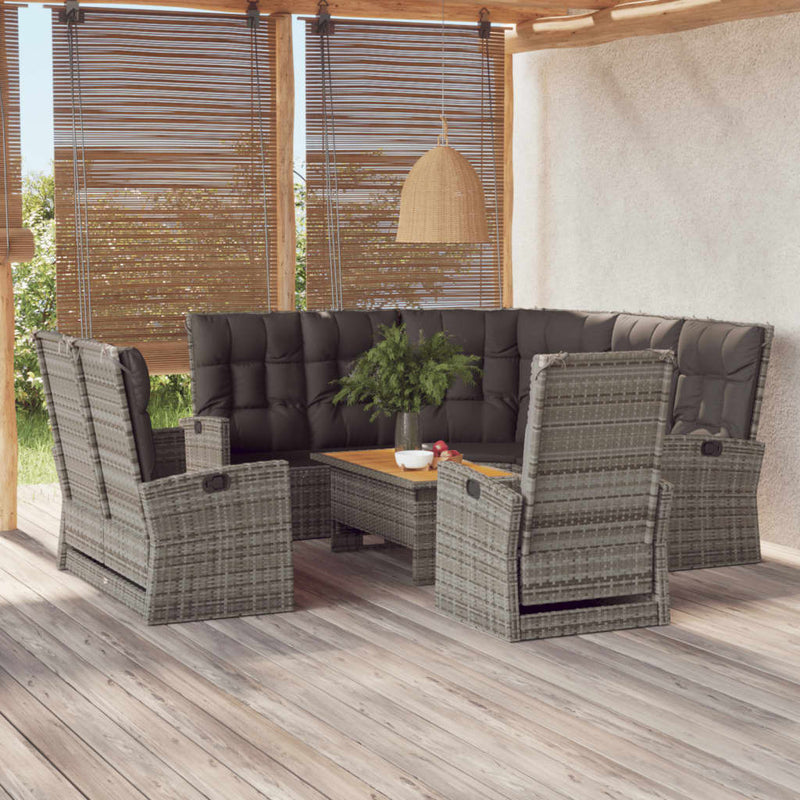 4 Piece Garden Lounge Set with Cushions Grey Poly Rattan Payday Deals