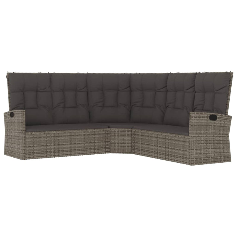 4 Piece Garden Lounge Set with Cushions Grey Poly Rattan Payday Deals