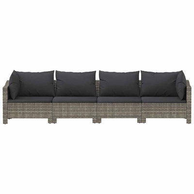4 Piece Garden Lounge Set with Cushions Grey Poly Rattan Payday Deals