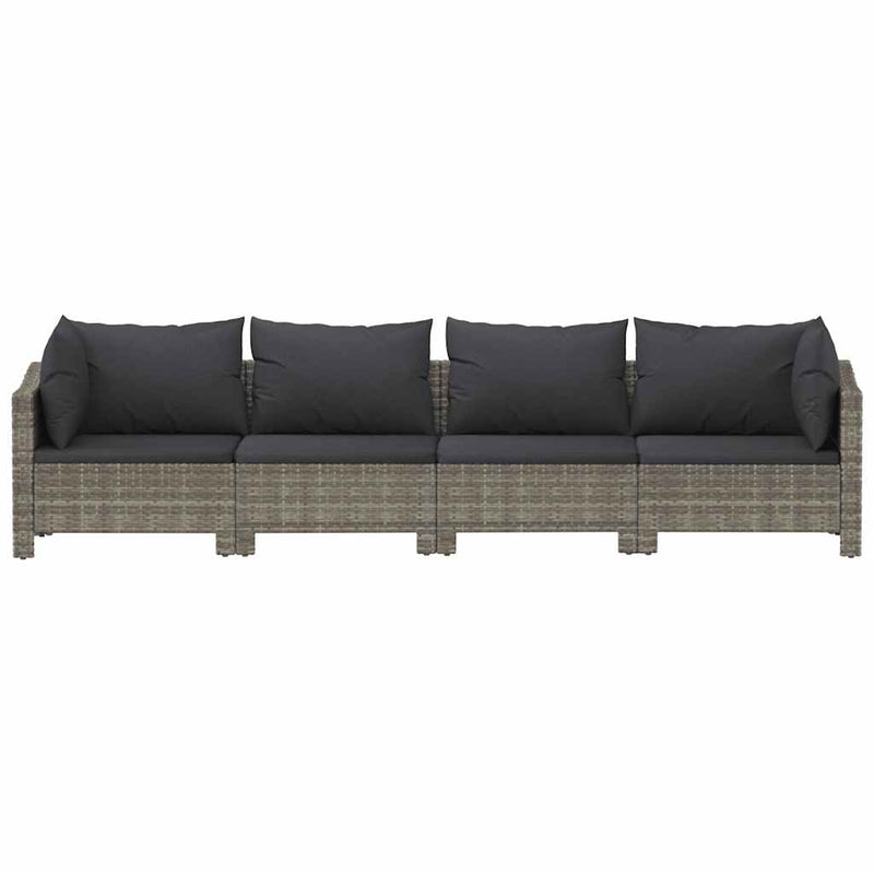 4 Piece Garden Lounge Set with Cushions Grey Poly Rattan Payday Deals