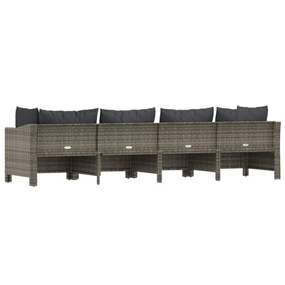 4 Piece Garden Lounge Set with Cushions Grey Poly Rattan Payday Deals