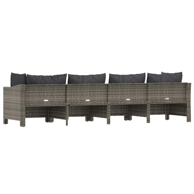 4 Piece Garden Lounge Set with Cushions Grey Poly Rattan Payday Deals