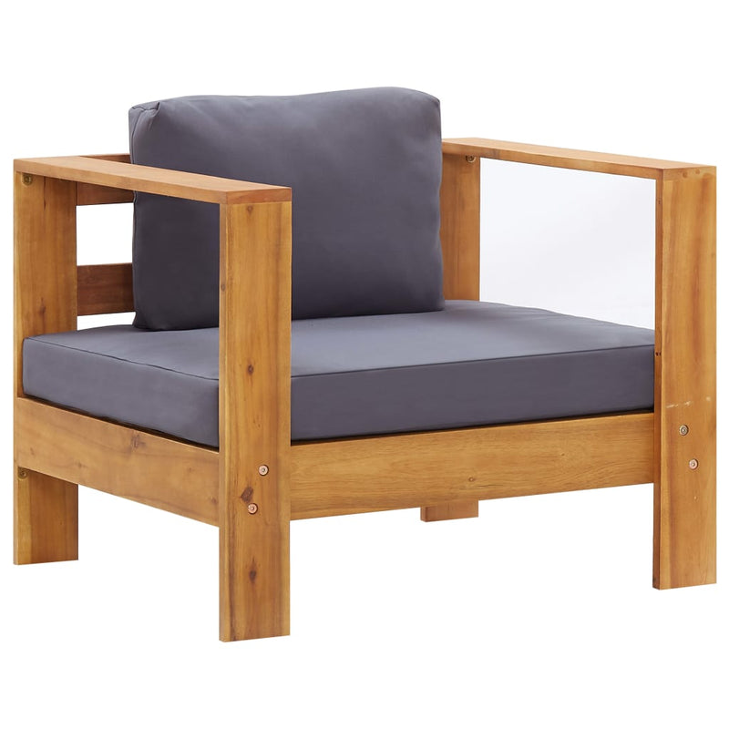 4 Piece Garden Lounge Set with Cushions Grey Solid Acacia Wood Payday Deals