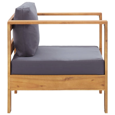 4 Piece Garden Lounge Set with Cushions Grey Solid Acacia Wood Payday Deals