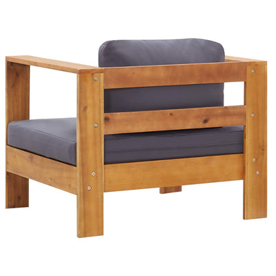 4 Piece Garden Lounge Set with Cushions Grey Solid Acacia Wood Payday Deals
