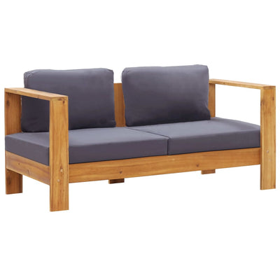 4 Piece Garden Lounge Set with Cushions Grey Solid Acacia Wood Payday Deals
