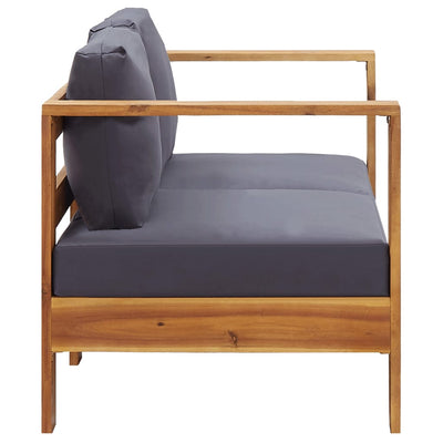 4 Piece Garden Lounge Set with Cushions Grey Solid Acacia Wood Payday Deals