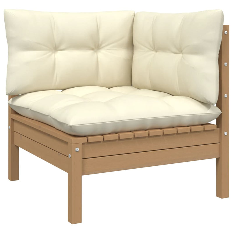 4 Piece Garden Lounge Set with Cushions Honey Brown Pinewood Payday Deals
