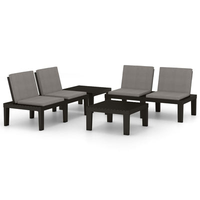 4 Piece Garden Lounge Set with Cushions Plastic Grey Payday Deals