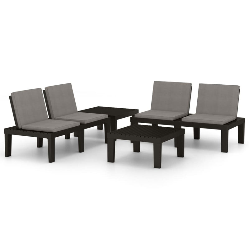 4 Piece Garden Lounge Set with Cushions Plastic Grey Payday Deals