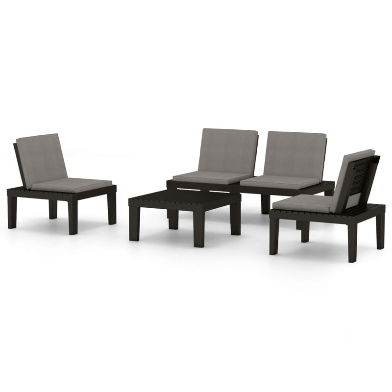 4 Piece Garden Lounge Set with Cushions Plastic Grey Payday Deals
