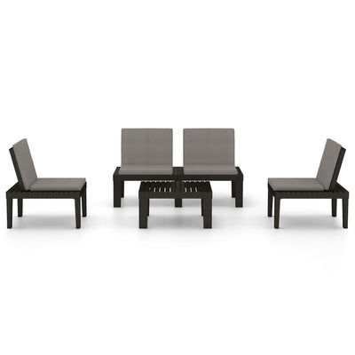 4 Piece Garden Lounge Set with Cushions Plastic Grey Payday Deals