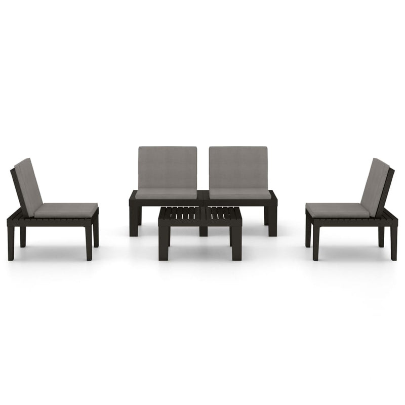 4 Piece Garden Lounge Set with Cushions Plastic Grey Payday Deals