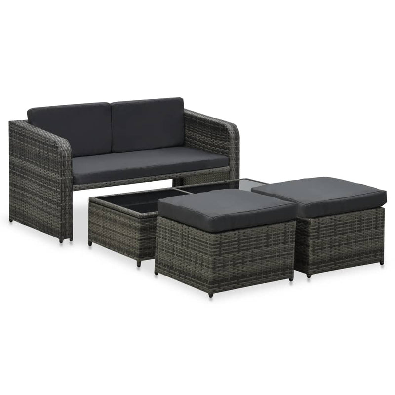 4 Piece Garden Lounge Set with Cushions Poly Rattan Anthracite Payday Deals