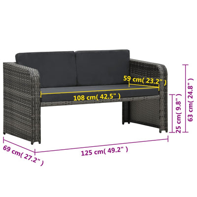 4 Piece Garden Lounge Set with Cushions Poly Rattan Anthracite Payday Deals