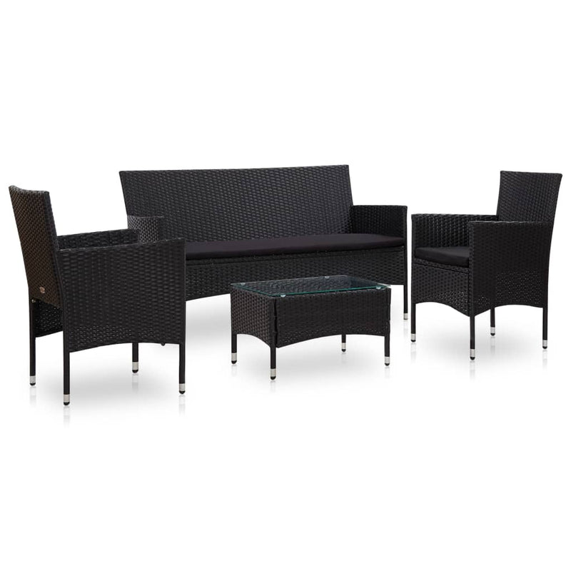 4 Piece Garden Lounge Set With Cushions Poly Rattan Black Payday Deals