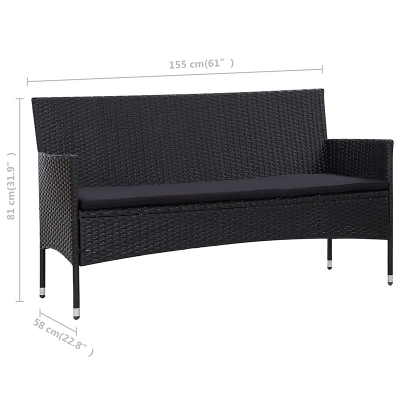 4 Piece Garden Lounge Set With Cushions Poly Rattan Black Payday Deals