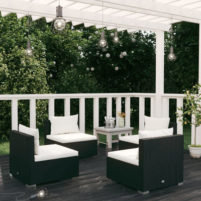 4 Piece Garden Lounge Set with Cushions Poly Rattan Black Payday Deals