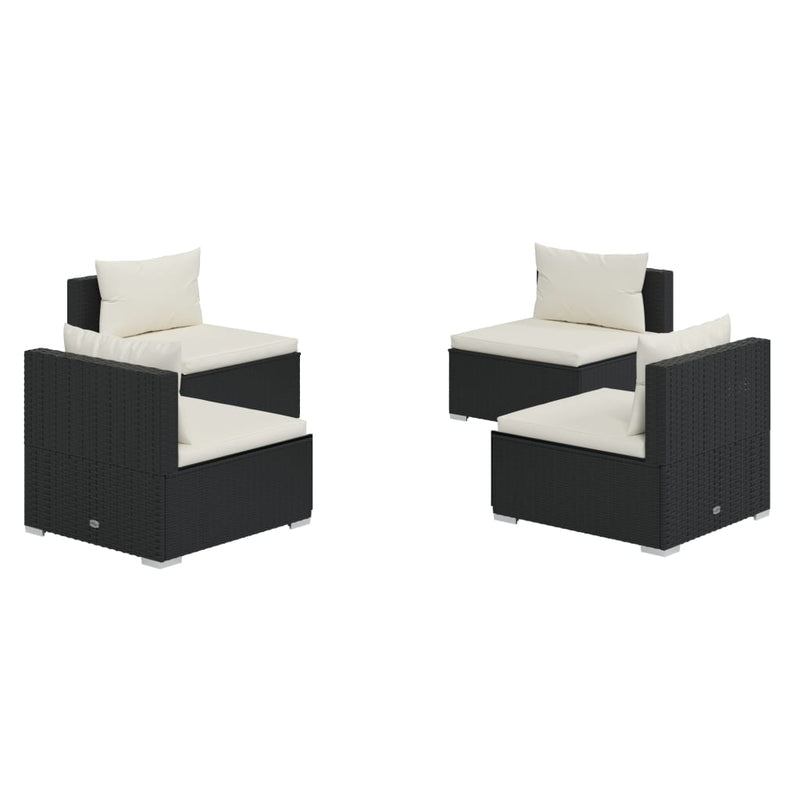 4 Piece Garden Lounge Set with Cushions Poly Rattan Black Payday Deals