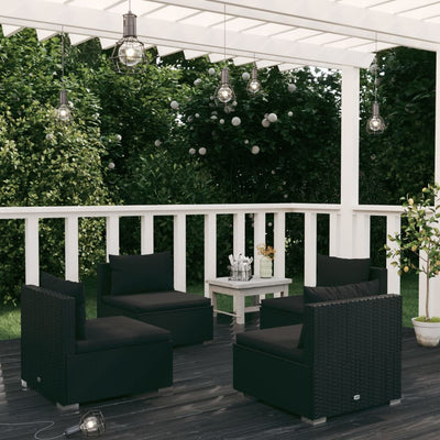 4 Piece Garden Lounge Set with Cushions Poly Rattan Black Payday Deals