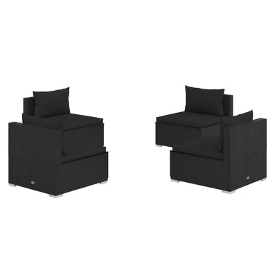 4 Piece Garden Lounge Set with Cushions Poly Rattan Black Payday Deals