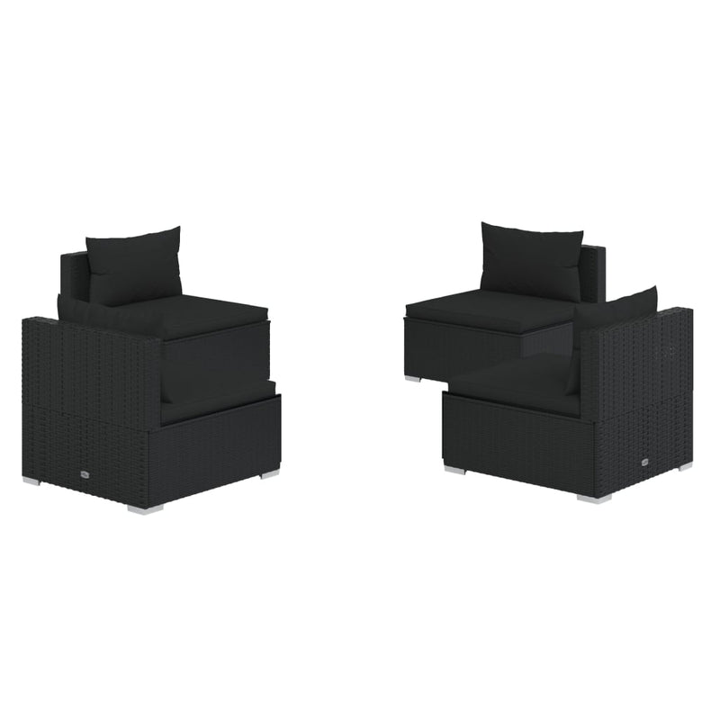 4 Piece Garden Lounge Set with Cushions Poly Rattan Black Payday Deals