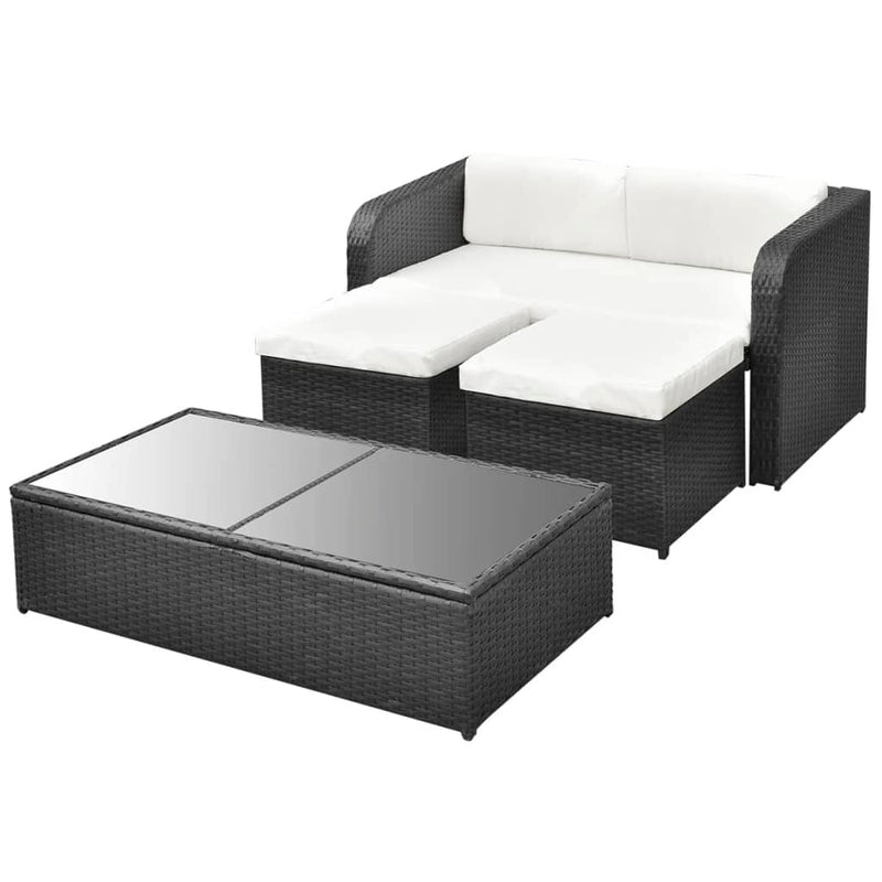 4 Piece Garden Lounge Set with Cushions Poly Rattan Black Payday Deals