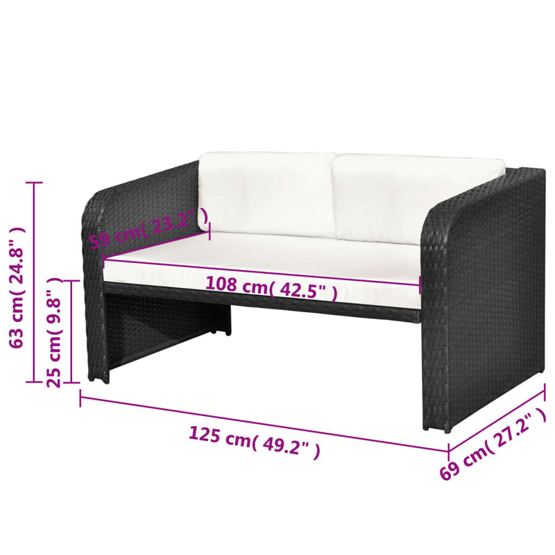 4 Piece Garden Lounge Set with Cushions Poly Rattan Black Payday Deals