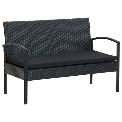4 Piece Garden Lounge Set with Cushions Poly Rattan Black Payday Deals