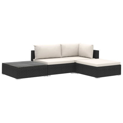 4 Piece Garden Lounge Set with Cushions Poly Rattan Black Payday Deals