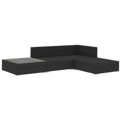 4 Piece Garden Lounge Set with Cushions Poly Rattan Black Payday Deals