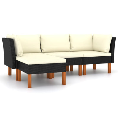 4 Piece Garden Lounge Set with Cushions Poly Rattan Black Payday Deals