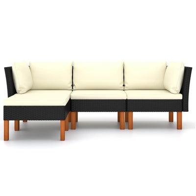 4 Piece Garden Lounge Set with Cushions Poly Rattan Black Payday Deals