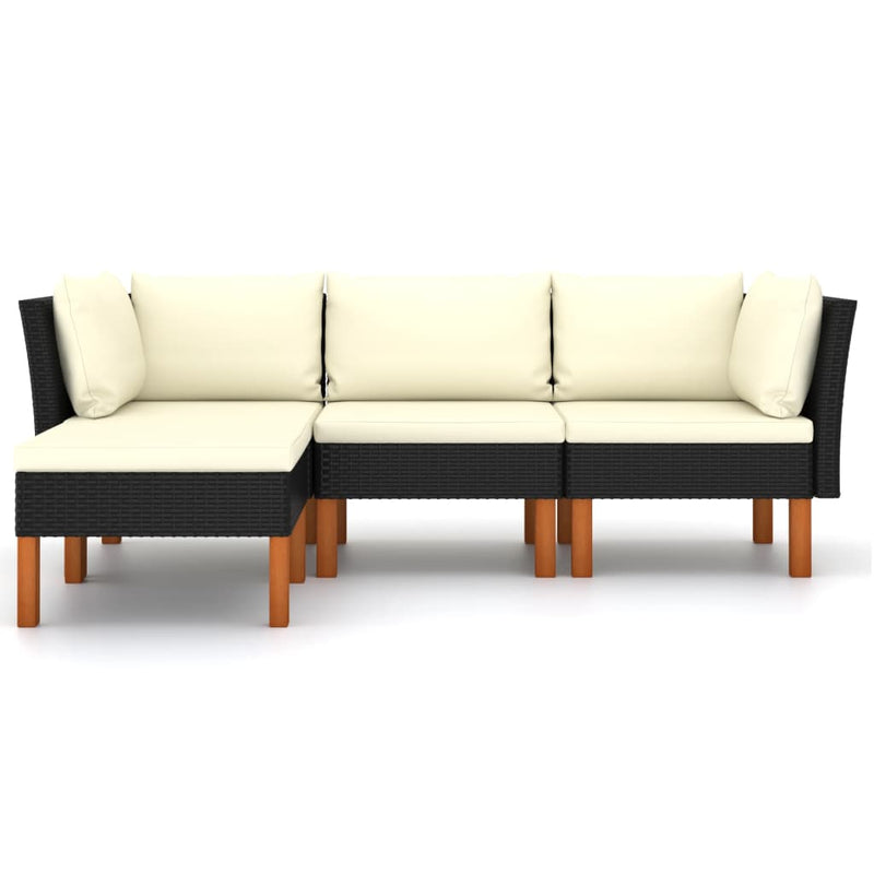 4 Piece Garden Lounge Set with Cushions Poly Rattan Black Payday Deals