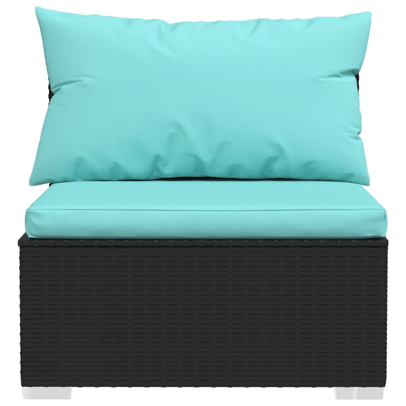 4 Piece Garden Lounge Set with Cushions Poly Rattan Black Payday Deals