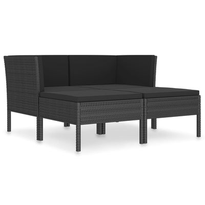 4 Piece Garden Lounge Set with Cushions Poly Rattan Black Payday Deals