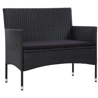 4 Piece Garden Lounge Set with Cushions Poly Rattan Black Payday Deals