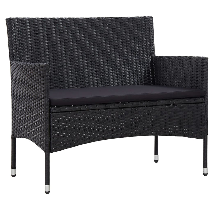 4 Piece Garden Lounge Set with Cushions Poly Rattan Black Payday Deals