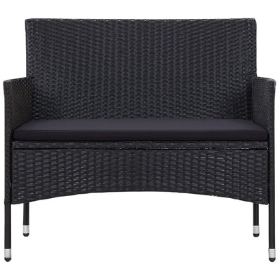 4 Piece Garden Lounge Set with Cushions Poly Rattan Black Payday Deals