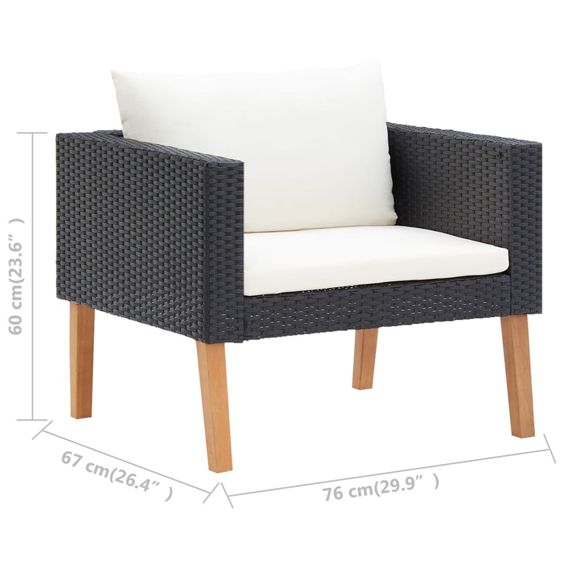 4 Piece Garden Lounge Set with Cushions Poly Rattan Black Payday Deals