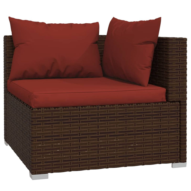 4 Piece Garden Lounge Set with Cushions Poly Rattan Brown Payday Deals