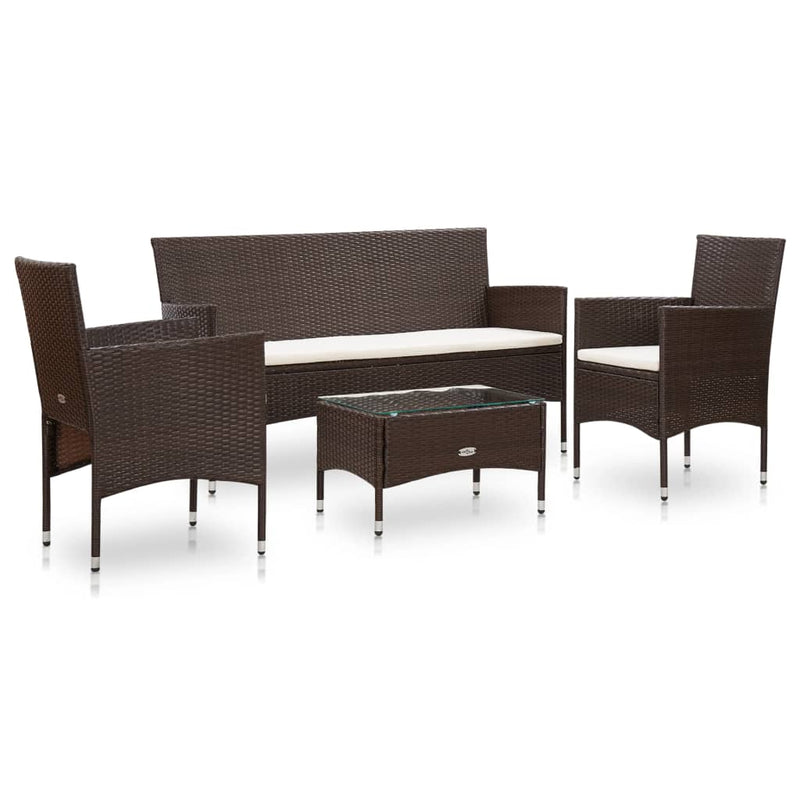 4 Piece Garden Lounge Set With Cushions Poly Rattan Brown Payday Deals
