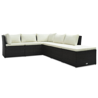 4 Piece Garden Lounge Set with Cushions Poly Rattan Brown Payday Deals
