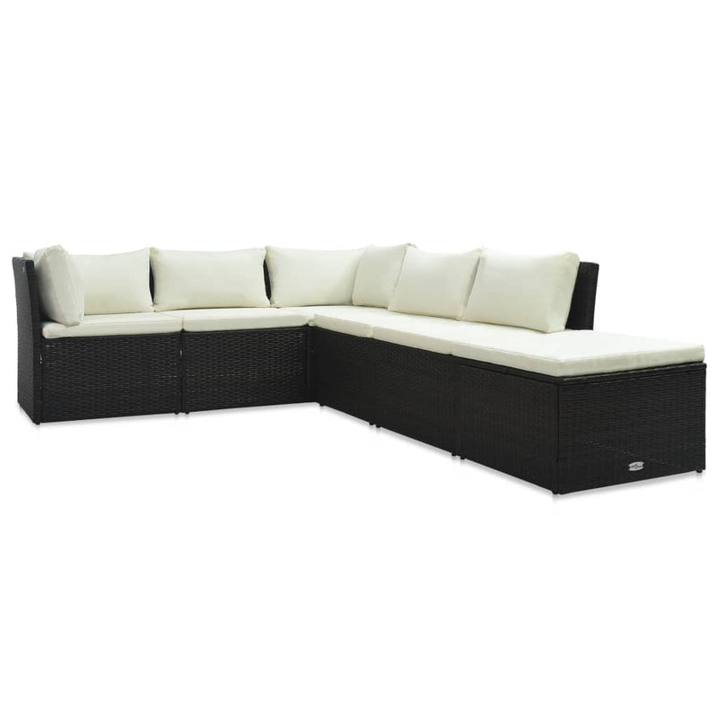 4 Piece Garden Lounge Set with Cushions Poly Rattan Brown Payday Deals