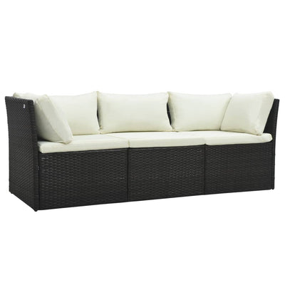 4 Piece Garden Lounge Set with Cushions Poly Rattan Brown Payday Deals