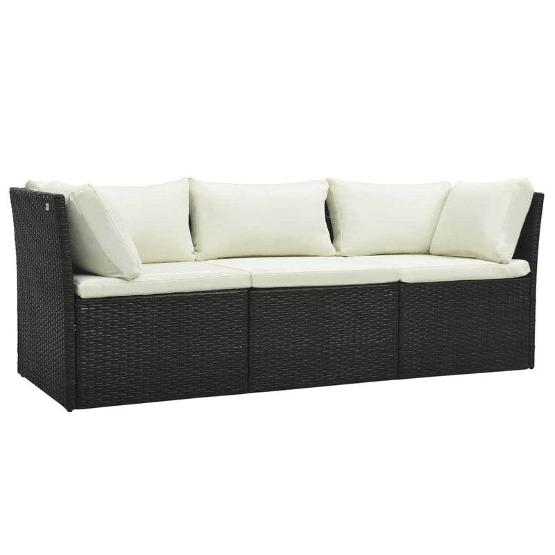 4 Piece Garden Lounge Set with Cushions Poly Rattan Brown Payday Deals
