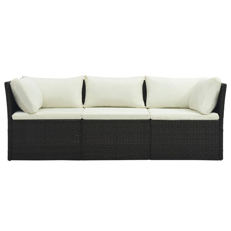 4 Piece Garden Lounge Set with Cushions Poly Rattan Brown Payday Deals