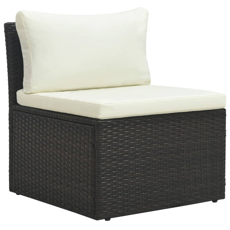 4 Piece Garden Lounge Set with Cushions Poly Rattan Brown Payday Deals
